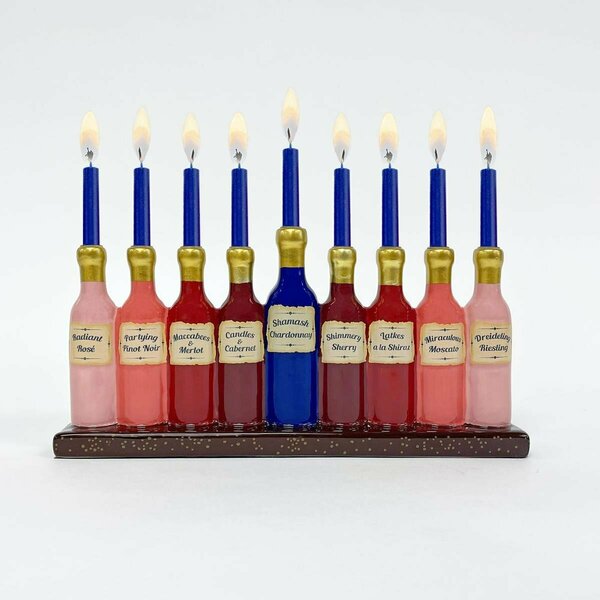 Rite Lite 11.5 x 6 in. Fine Wines Handpainted Ceramic Menorah with Gold Accents MFR-26